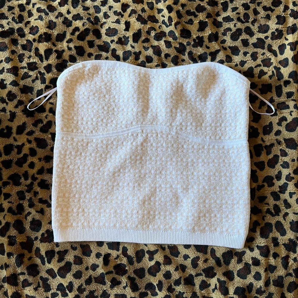 Express White Textured Crop Top